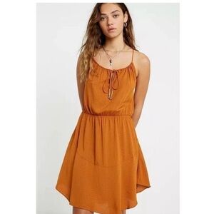 Intimately Free People "Shake It Up" Mini Halter Dress in Burnt Orange Sz XS